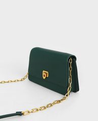 CHARLES & KEITH - Túi đeo vai nữ nắp gập Double Chain Link Push Lock