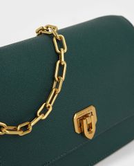 CHARLES & KEITH - Túi đeo vai nữ nắp gập Double Chain Link Push Lock