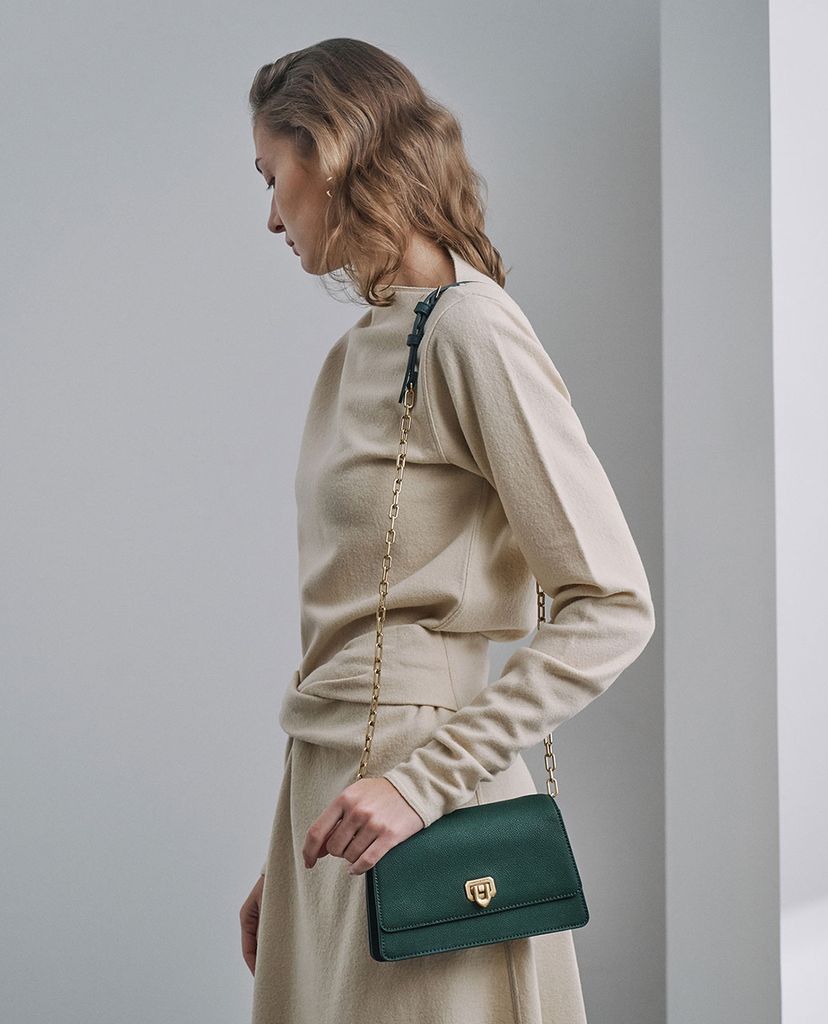 CHARLES & KEITH - Túi đeo vai nữ nắp gập Double Chain Link Push Lock