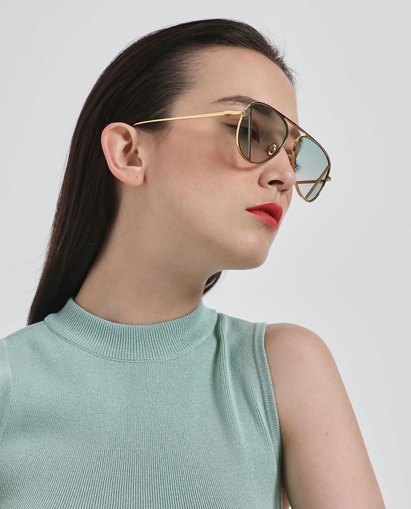 CHARLES & KEITH - Kinh mát nữ gọng tròn Two-Tone Aviator