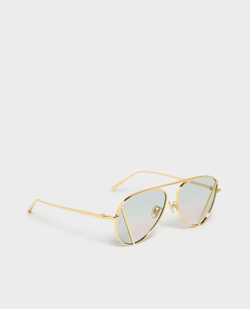CHARLES & KEITH - Kinh mát nữ gọng tròn Two-Tone Aviator