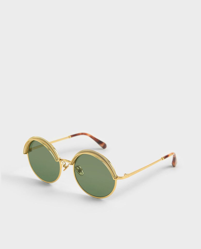 CHARLES & KEITH - Kính mát nữ gọng tròn Half Rim Round