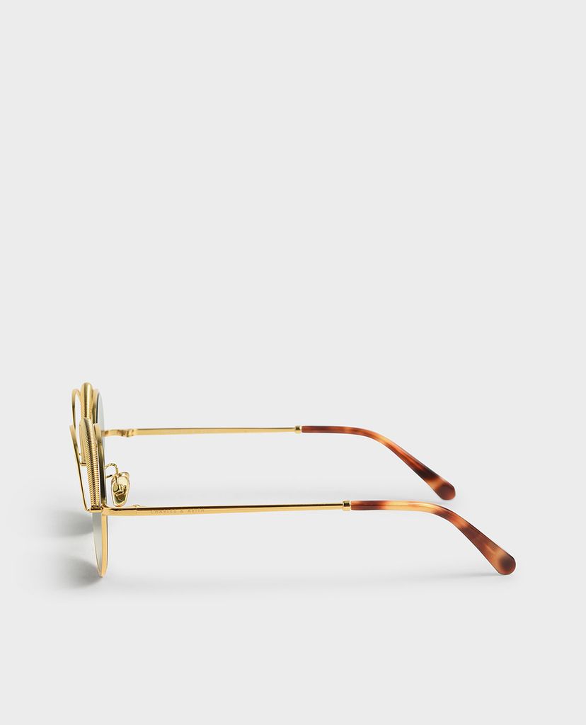 CHARLES & KEITH - Kính mát nữ gọng tròn Half Rim Round
