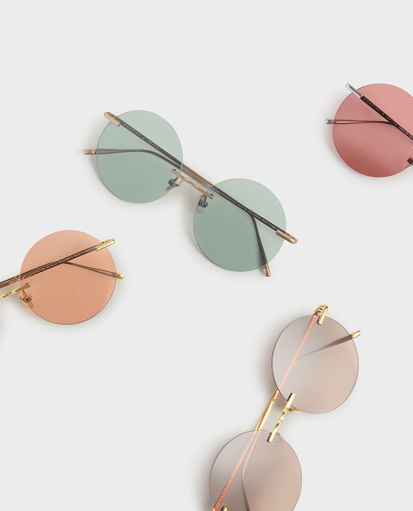 CHARLES & KEITH - Kính mát nữ gọng tròn Round Rimless
