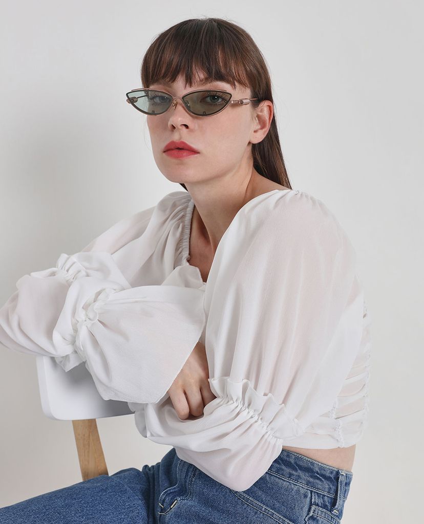 CHARLES & KEITH - Kính mát nữ mắt mèo Double Frame Cat Eye