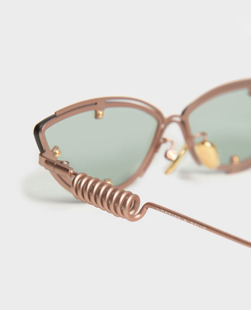 CHARLES & KEITH - Kính mát nữ mắt mèo Double Frame Cat Eye