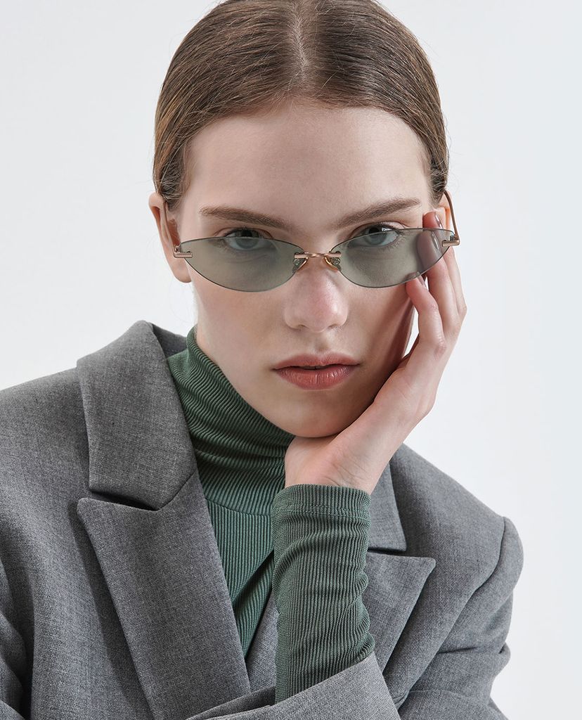 CHARLES & KEITH - Kính mát gọng mắt mèo Rimless