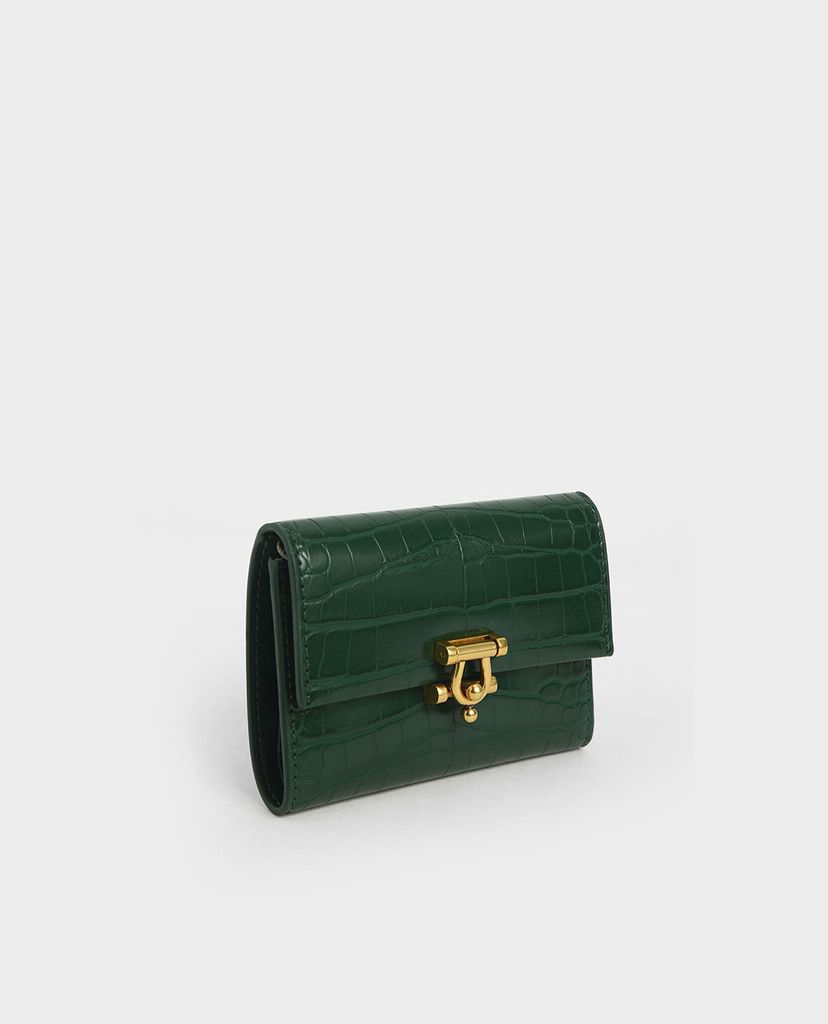 CHARLES & KEITH - Ví nữ chữ nhật nắp gập Metal Accent Mini Short