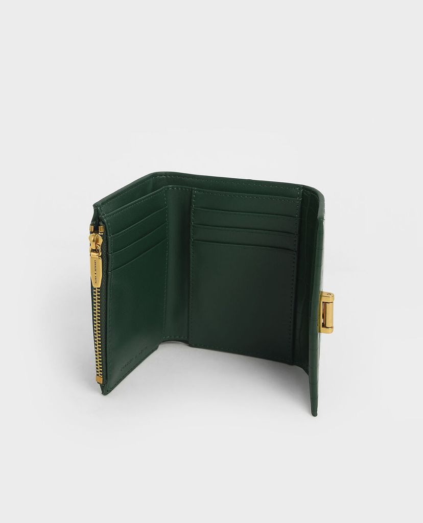 CHARLES & KEITH - Ví nữ chữ nhật nắp gập Metal Accent Mini Short