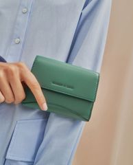 CHARLES & KEITH - Ví nữ mini dạng gập Snap Button