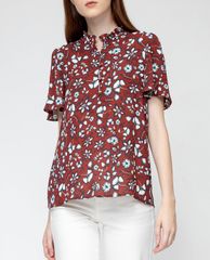GIGI - Áo kiểu nữ cổ cao tay ngắn Flutter Sleeves Henley