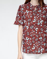 GIGI - Áo kiểu nữ cổ cao tay ngắn Flutter Sleeves Henley