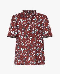 GIGI - Áo kiểu nữ cổ cao tay ngắn Flutter Sleeves Henley