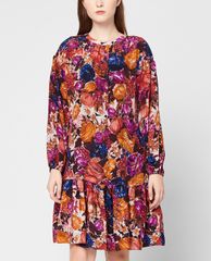 GIGI - Đầm mini cổ tròn tay dài phom suông thời trang Ruffle Hem