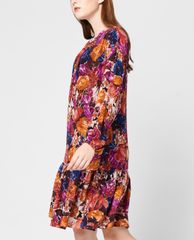 GIGI - Đầm mini cổ tròn tay dài phom suông thời trang Ruffle Hem