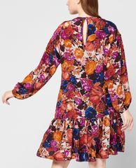 GIGI - Đầm mini cổ tròn tay dài phom suông thời trang Ruffle Hem