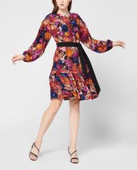 GIGI - Đầm mini cổ tròn tay dài phom suông thời trang Ruffle Hem