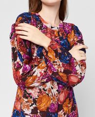 GIGI - Đầm mini cổ tròn tay dài phom suông thời trang Ruffle Hem