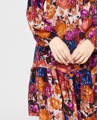 GIGI - Đầm mini cổ tròn tay dài phom suông thời trang Ruffle Hem
