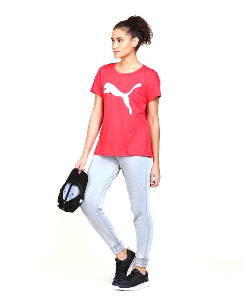 PUMA - Áo thun nữ logo to giữa ngực Active