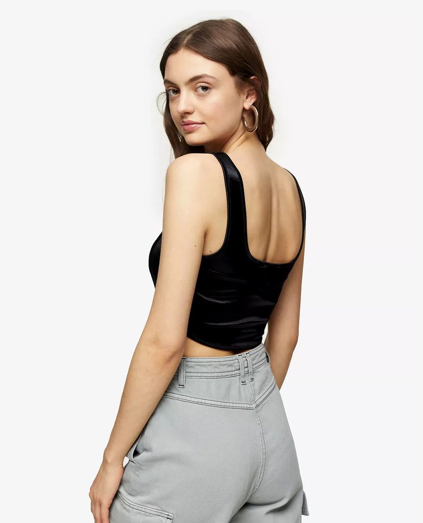 TOPSHOP - Áo croptop nữ Black Disco Corset Bralet