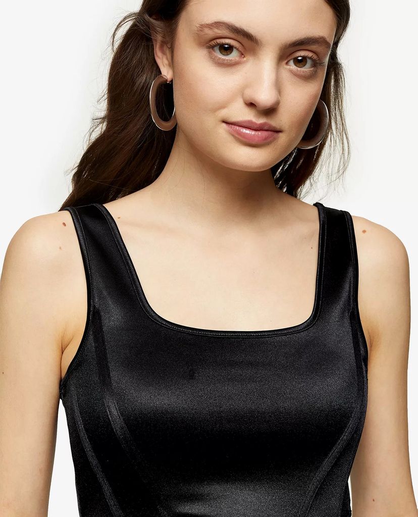 TOPSHOP - Áo croptop nữ Black Disco Corset Bralet