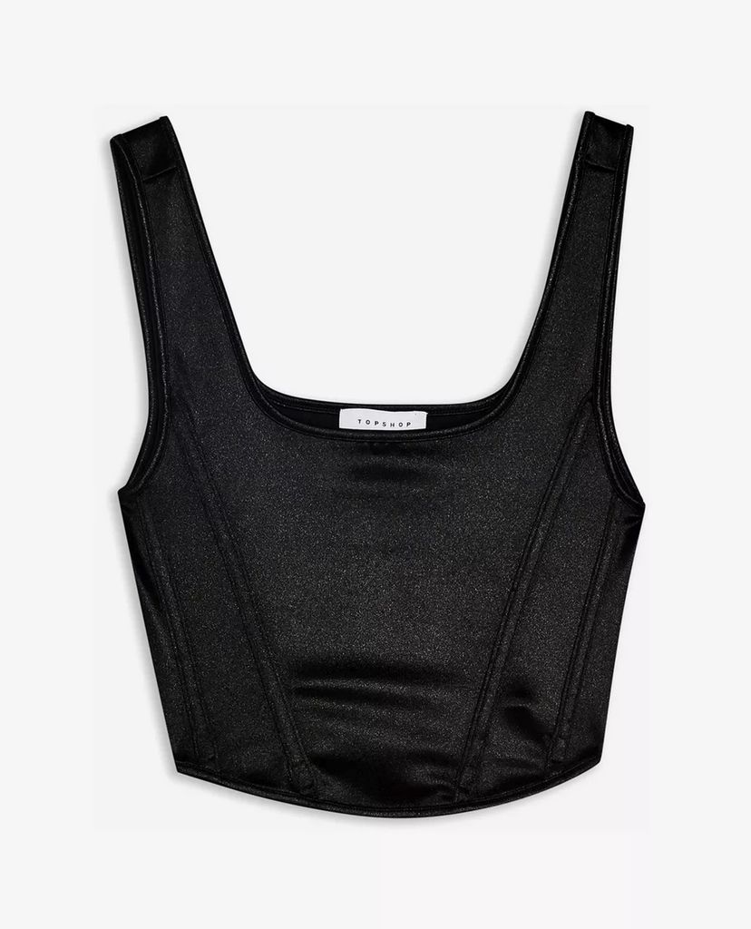 TOPSHOP - Áo croptop nữ Black Disco Corset Bralet