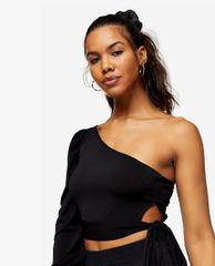 TOPSHOP - Áo kiểu nữ lệch vai Black One Shoulder Tie