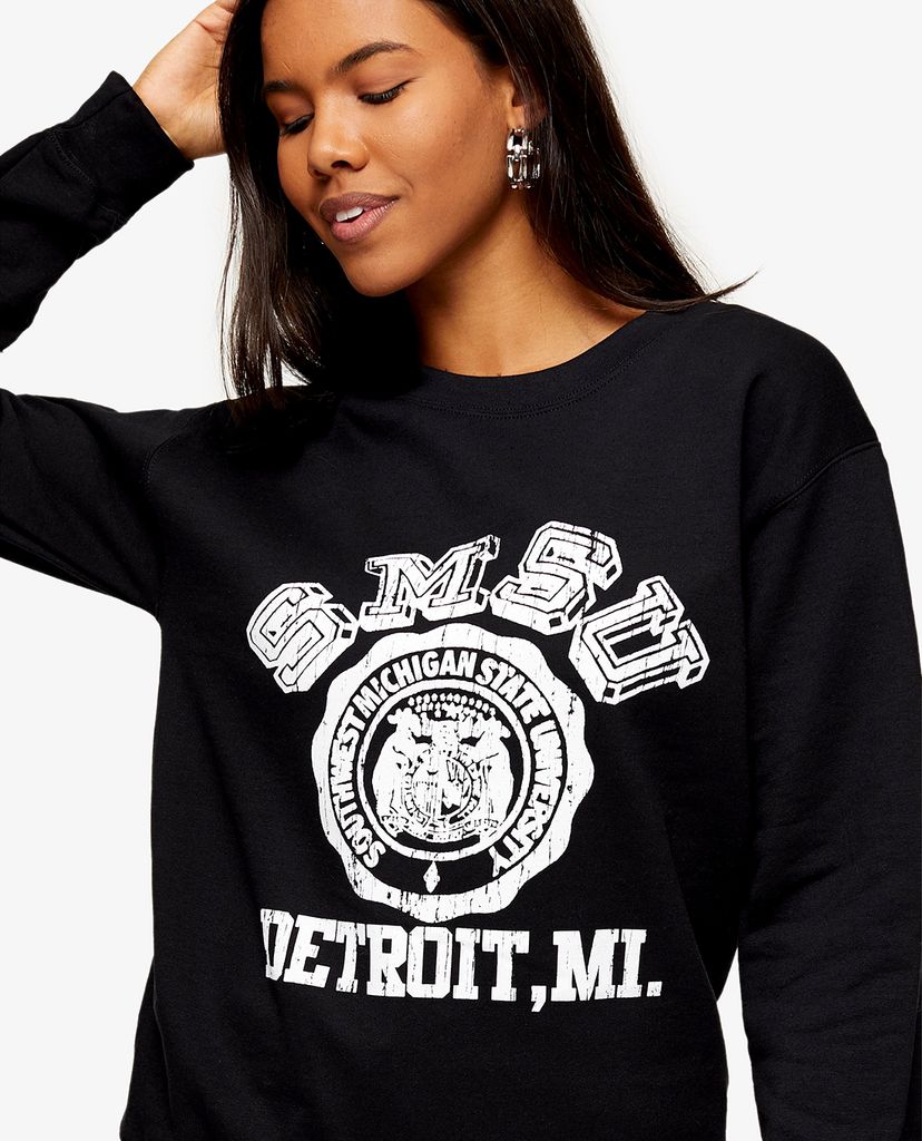 TOPSHOP - Áo sweatshirt nữ tay dài Detroit College