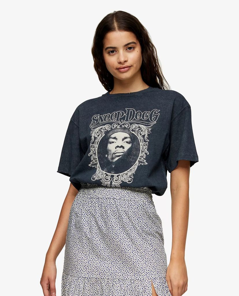 TOPSHOP - Áo thun nữ cổ tròn ngắn tay Snoop Dogg Face