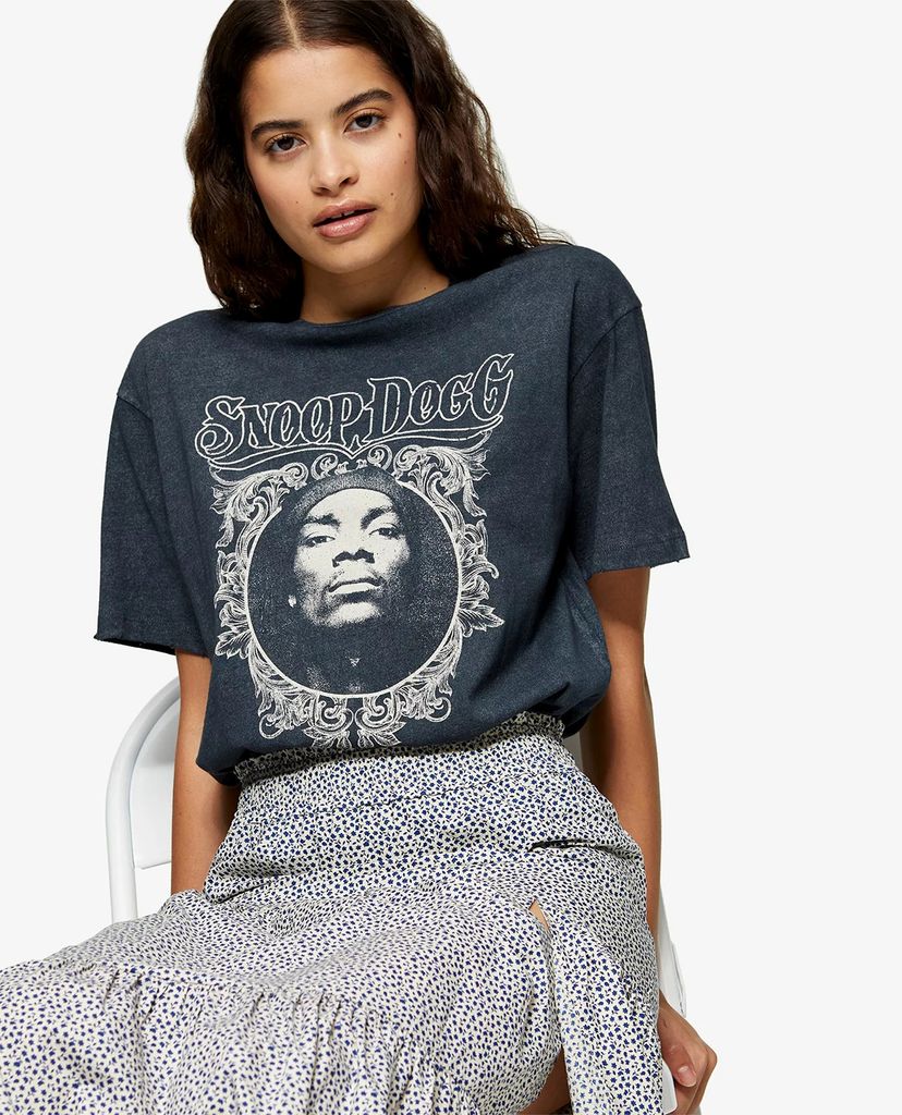 TOPSHOP - Áo thun nữ cổ tròn ngắn tay Snoop Dogg Face