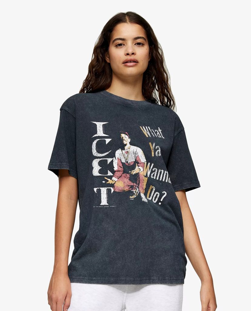 TOPSHOP - Áo thun nữ cổ tròn tay ngắn Ice T By And Finally
