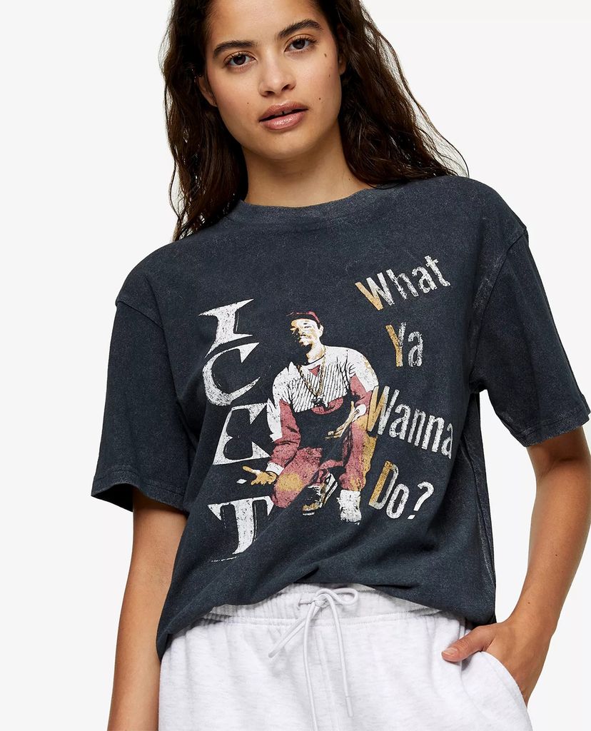 TOPSHOP - Áo thun nữ cổ tròn tay ngắn Ice T By And Finally