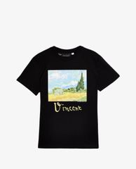 TOPSHOP - Áo thun nữ tay ngắn cổ tròn Van Gogh Art Print In Black