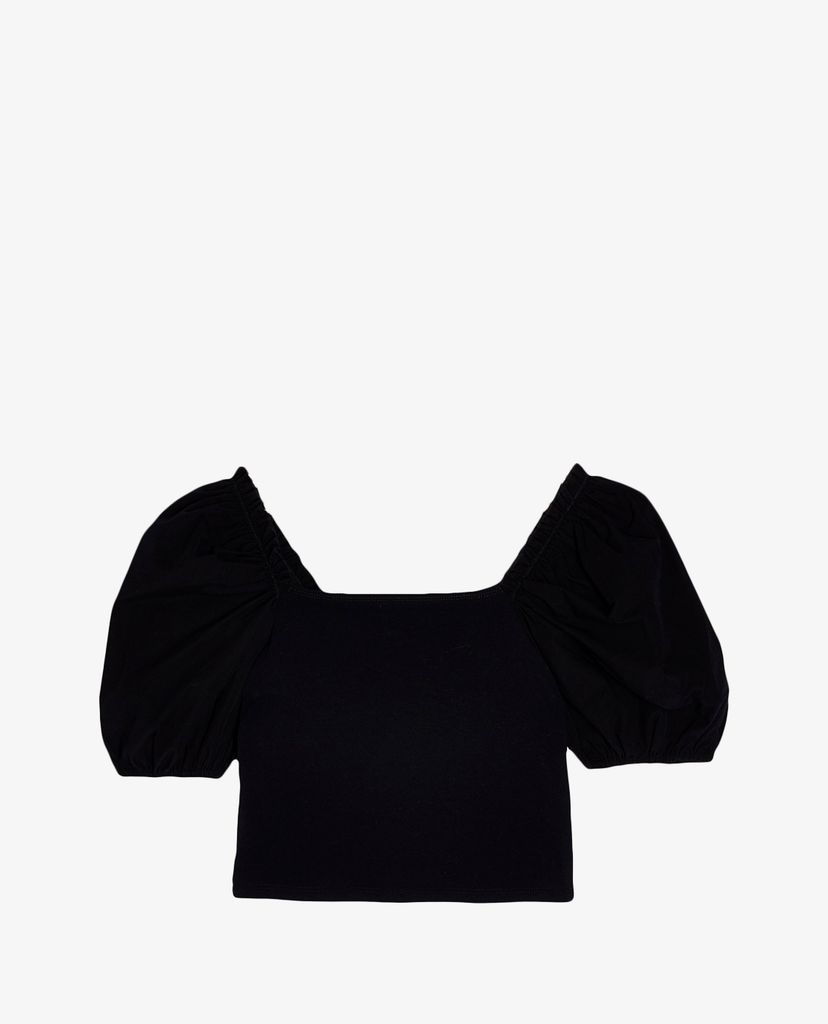 TOPSHOP - Áo kiểu nữ cổ vuông tay ngắn Black Poplin