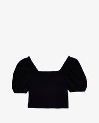 TOPSHOP - Áo kiểu nữ cổ vuông tay ngắn Black Poplin