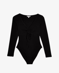 TOPSHOP - Áo bodysuits tay dài Black Ruched