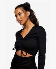 TOPSHOP - Đầm mini cổ V tay dài phom ôm thời trang