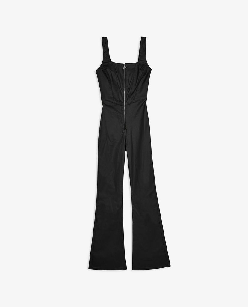 TOPSHOP - Jumsuits nữ hai dây phối zip Black Coated Denim Stretch Corset
