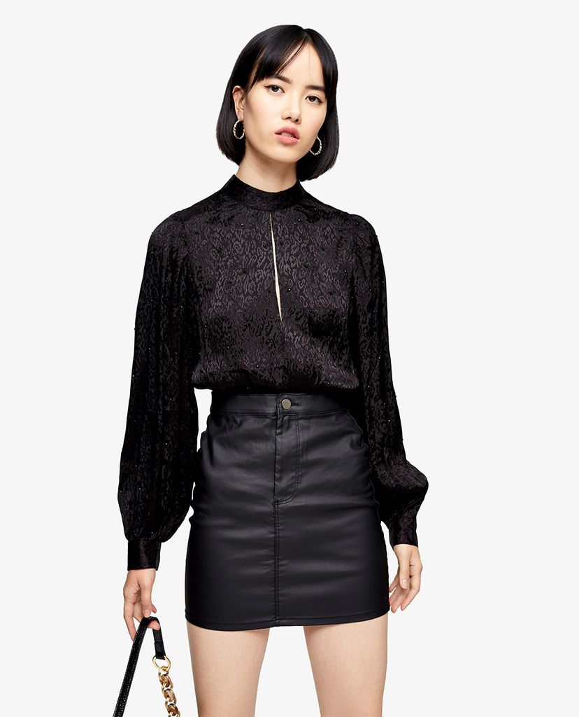 TOPSHOP - Chân váy mini phom ôm Black Coated
