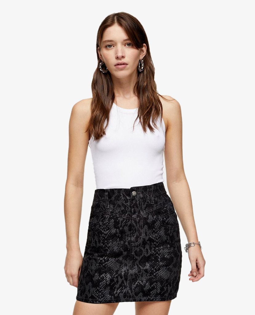 TOPSHOP - Chân váy mini chữ A Black Snake
