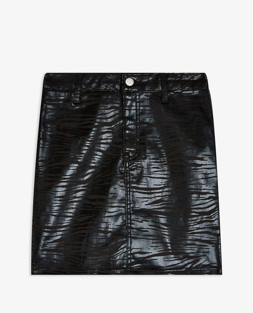 TOPSHOP - Chân váy mini chữ A Black Zebra Print Coated Stretch Joni