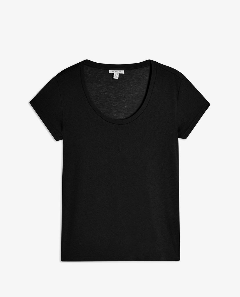 TOPSHOP - Áo thun nữ cổ tròn tay ngắn Black Clean Cut