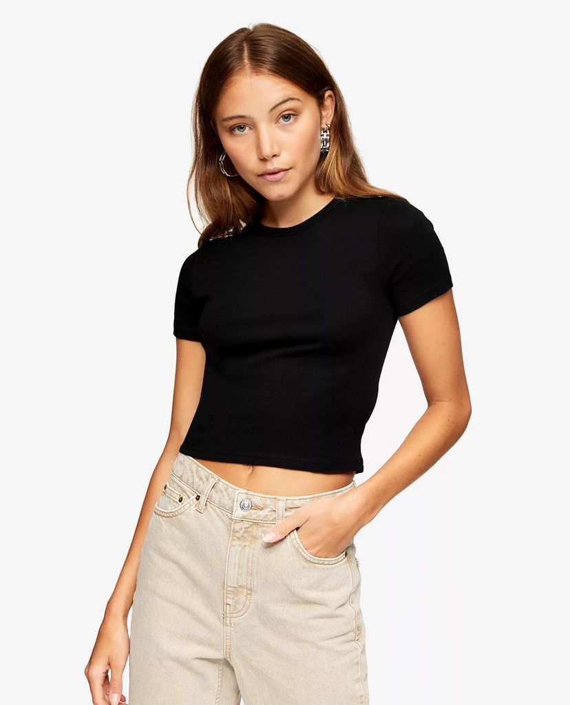 TOPSHOP - Áo thun nữ cổ tròn ngắn tay Everyday In Black