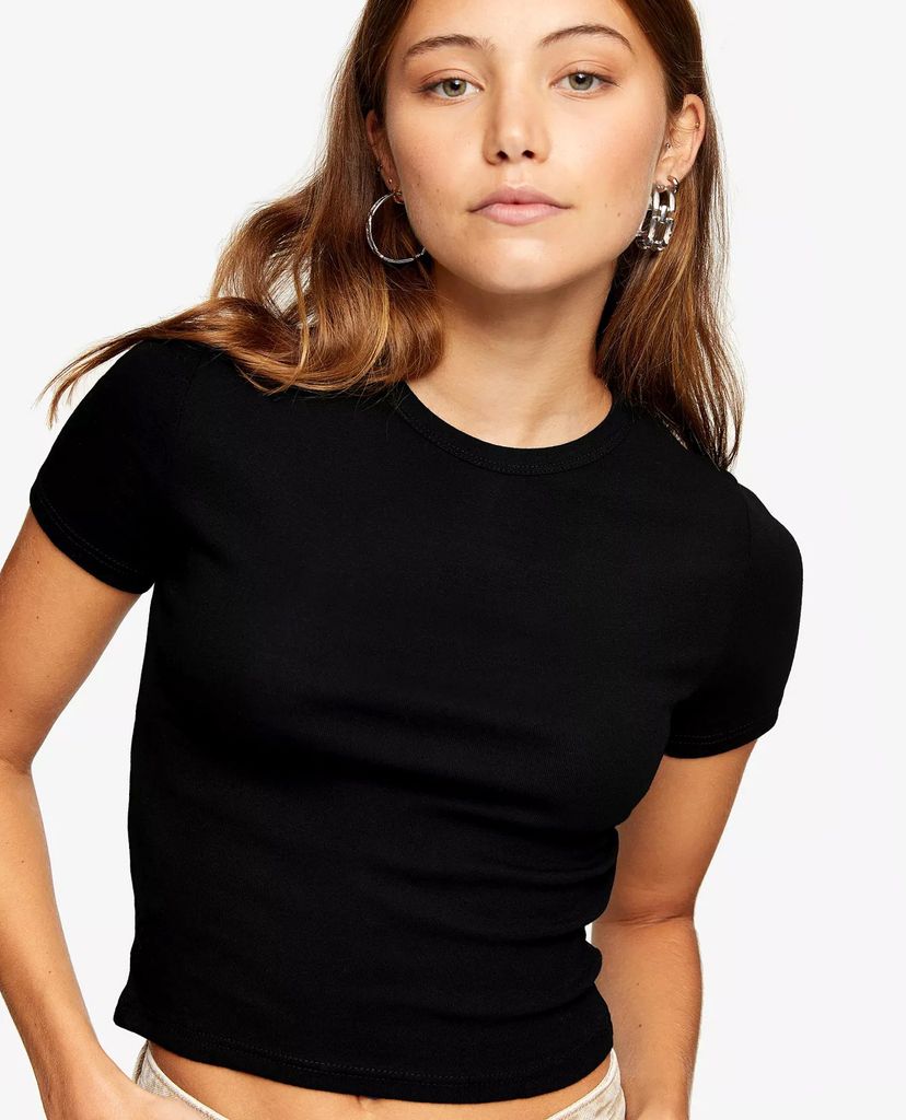 TOPSHOP - Áo thun nữ cổ tròn ngắn tay Everyday In Black
