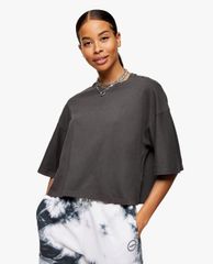 TOPSHOP - Áo thun nữ phom suông tay lỡ Black Washed Boxy