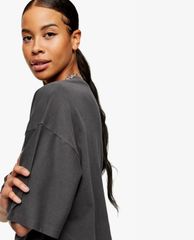 TOPSHOP - Áo thun nữ phom suông tay lỡ Black Washed Boxy