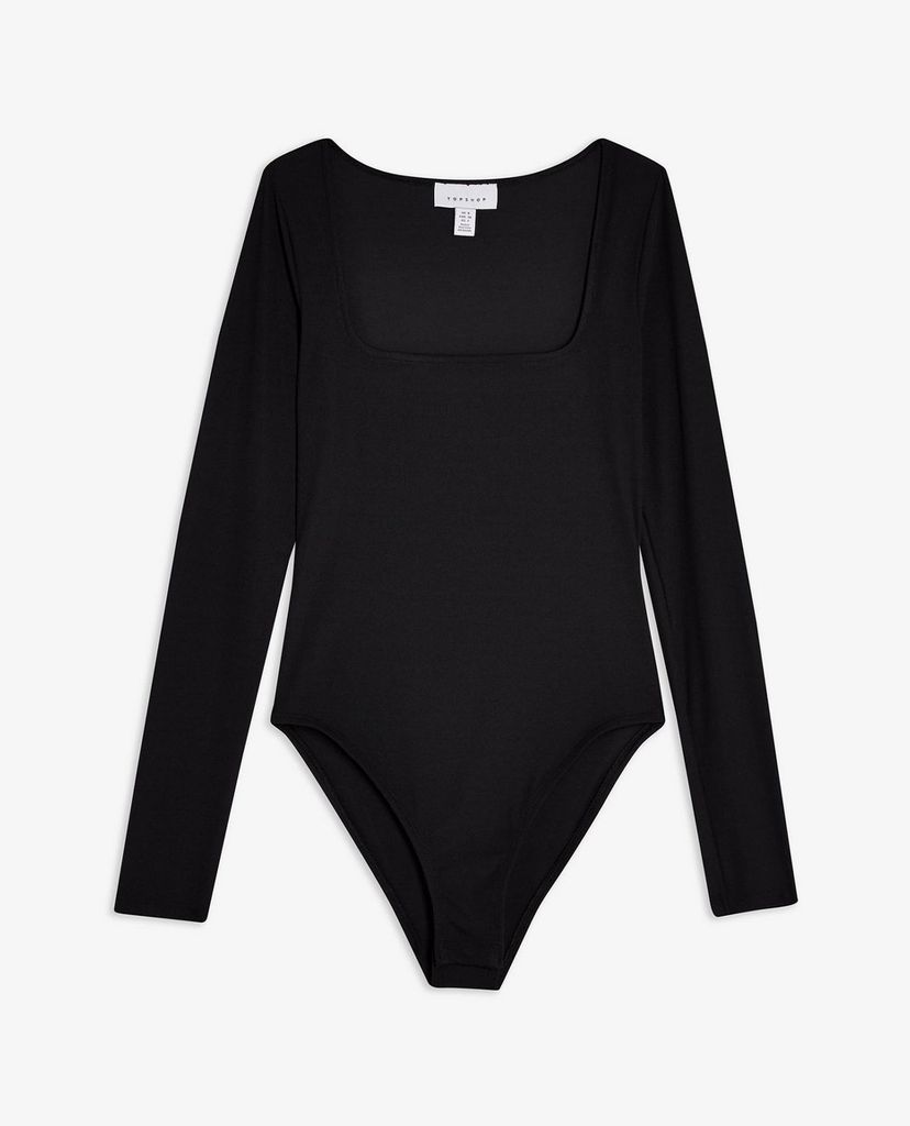 TOPSHOP - Áo bodysuits tay dài Black Square Neck