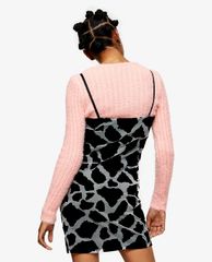 TOPSHOP - Đầm mini hai dây Black And White Giraffe Print Mesh