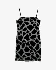 TOPSHOP - Đầm mini hai dây Black And White Giraffe Print Mesh